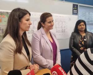Minister of Education Erica Stanford (L) and Minister of Finance Nicola Willis speak at...