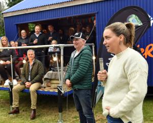 Otago Daily Times/Rural Life 2023 Rural Champion Myfanwy Alexander addresses a celebration at her...