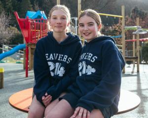 Queenstown Primary School year 8 students Geneva Moran, 13, left, and Grace Reid, 12, in the...