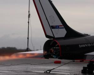 Mk-II Aurora, Dawn Aerospace's unmanned rocket-powered space plane, tests its jet while on a...