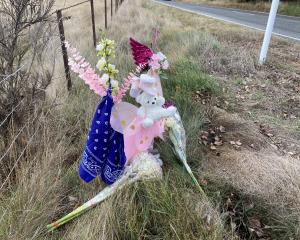 A memorial at the site of the crash. Photo: Tracey Roxburgh 