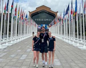 Otago swimmers (from left) Erika Fairweather, Kane Follows and Caitlin Deans in Paris for the...