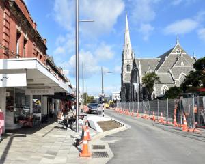 George St work continues outside Knox Church last year. PHOTO: GREGOR RICHARDSON