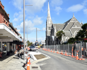 George St work continues outside Knox Church last year. PHOTO: GREGOR RICHARDSON