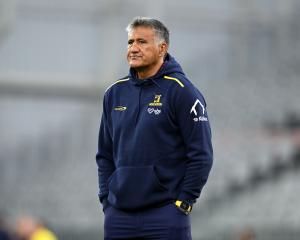 Jamie Joseph watches the Highlanders prepare for their opening game this season. PHOTO: GETTY IMAGES