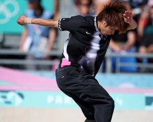 Gold medallist Yuto Horigome competes during the men’s street finals in Paris yesterday. The...