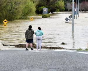 Woolwich st in Gore after Mataura river flooded last year. Photo: Peter McIntosh