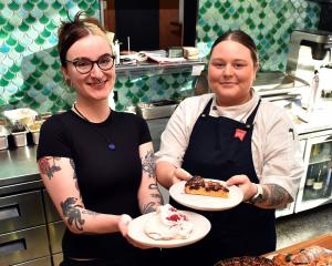 Sam Sinclair (left) and Jasmine Lee, chefs at Heritage Coffee in Dunedin, love working together...