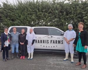 Gathering to discuss wrap-around pastoral support at Harris Farms are (from left) Hurunui...