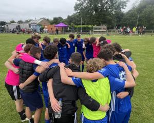 Otago players gather for a pep talk at the Super Cup tournament in Northern Ireland. PHOTO: SUPPLIED