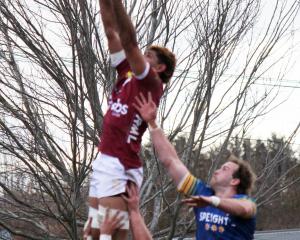 Southland and Otago players contest a lineout at the two sides’ NPC pre-season match at the...