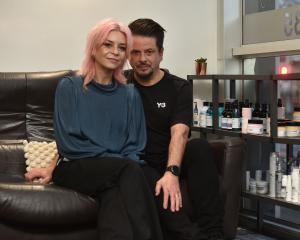 Klone Hair co-owners Danelle and Karl Radel sit in their Great King St salon after it was burgled...