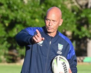 Tony Iro coaching with the Warriors rugby league academy at Logan Park earlier this year. PHOTO:...