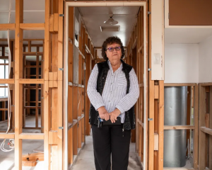 Marie Tuahine's home has been stripped back to its timber frames. Photo: RNZ / Samuel Rillstone