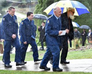 Being welcomed onto Ōtākou Marae yesterday are (from left) Southern district commander...