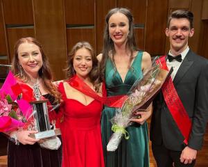Winners at the Christchurch Vocal Competition are (from left) Olivia Pike (first place), Sarah...