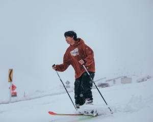 Christchurch visitor Jaime Uy De Baron got his skis out for a run on the fresh snow at the Crown...