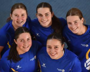 Dunedin under-18 netball players (clockwise from back left) Lucy Morrison, 17, Ruby Flannery, 18,...