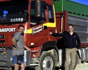 Hampden Transport’s new owner Kelvin Johnston (left) with John McCone, who will continue with the...