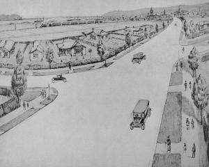 Proposal for a highway linking Dunedin Railway Station (background) to the New Zealand and South...