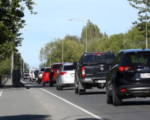 Traffic congestion through Ashburton builds up around the Ashburton River bridge on State Highway...