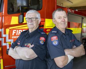 Lloyd, left, and Grant Clausen have given 105 years of service to the Leeston Volunteer Fire...