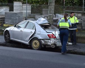 Emergency services at the scene yesterday. Photo: Peter McIntosh