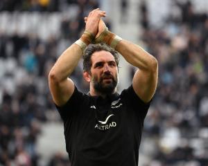 Sam Whitelock acknowledges the crowd after the Bledisloe Cup test at Forsyth Barr Stadium last...