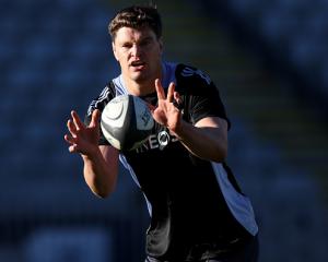 Scott Barrett injured a finger during the All Blacks 47-5 win over Fiji in San Diego. Photo:...