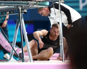Dylan Schmidt fell during his final routine, finishing the event in eighth place. Photo: Getty...