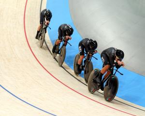 The New Zealand women's pursuit team put in an impressive display in the qualifying round. Photo:...