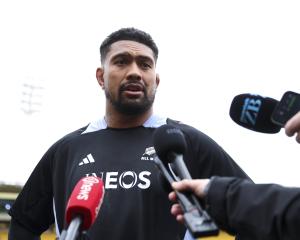 All Blacks captain Ardie Savea speaks to media during the captain’s run at Sky Stadium in...