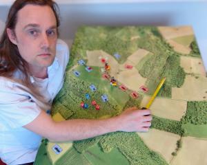 Dunedin man Tom Jensen with his Ukraine 2022 Tabletop Wargame. PHOTO: SUPPLIED