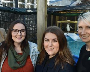 Dunedin Wildlife Hospital trustee Daniel Harmes with (from left) Emily Frith, Amanda Milne and...