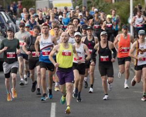 Runners leave Portobello at the start of the Dunedin Marathon in 2023. File photo: Gerard O'Brien 