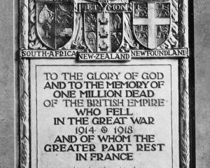 This plaque in Notre Dame Cathedral, in Paris, commemorates one million dead of India, Australia,...