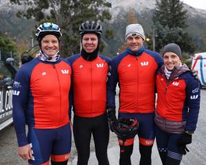 Celebrity riders (from left) Nathan Cohen, Patrick Gower and Richie and Gemma McCaw took part in...