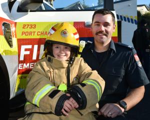 Port Chalmers Volunteer Fire Brigade senior firefighter Daniel Napier and niece Ava Mason, 9,...