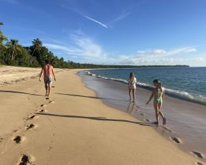 Stunning scenery . . . Exploring an island in the Ha’apai group in Tonga are (from left) Jimmy,...