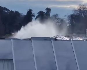 The burst water pipe at Westfield Riccarton. Photo: Chris Lynch Media