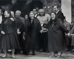 One of Marti Friedlander’s photographs, Tūrangawaewae Marae Jubilee, 1971, part of an exhibition...