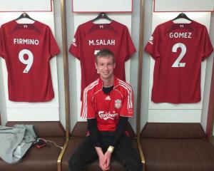 Former Otago Daily Times sports reporter Jeff Cheshire inside the Liverpool dressing room at...