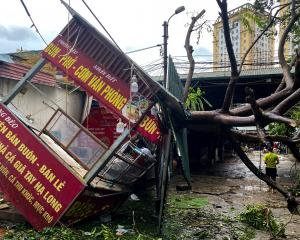 Trees were toppled and infrastructure damaged in Hanoi as Typhoon Yagi hit the Vietnamese capital...