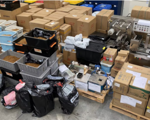 Tobacco and related items, including a cigarette-making machine, were seized by police and...