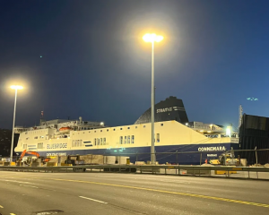 Bluebridge Connemara ferry back in Wellington after drifting in Cook Strait for hours. Photo: RNZ