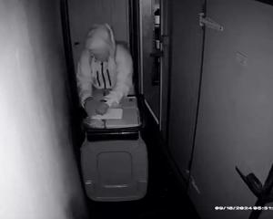 An offender stealing meat from the CBK Craft Bar &amp; Kitchen chiller. Photo: Supplied via Chris...