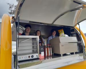 Cromwell College students (from left) Van MacDonald, Ashley Jansen and Sam Munro, all 15, show...