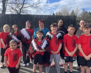 East Gore pupils showcased their Polyfest performance to (from left) Hokonui Rūnanga kaikaranga...