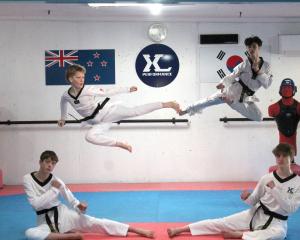 Taekwondo junior athletes (clockwise from top left) Cooper Gough, 15, Noah Smith, 17, Karl Bayne,...