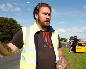 Former climate activist Brad Flutey during the Dig In At Marsden protest he organised. Photo /...